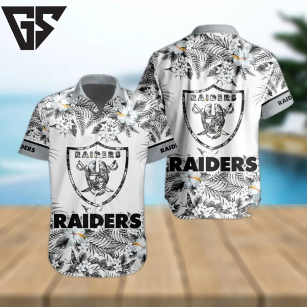 Las Vegas Raiders White Floral Elegance Hawaiian Shirt