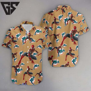 Miami Dolphin Spiderman Exclusive Avengers Hawaiian Shirt Miami Dolphin Spiderman Exclusive Avengers Hawaiian Shirt