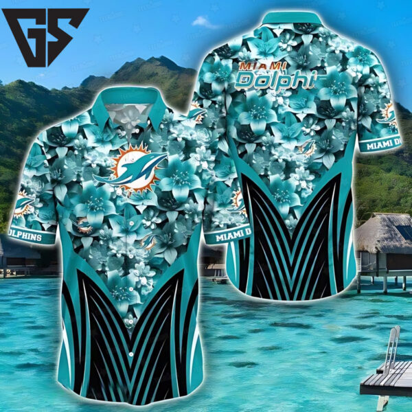 Miami Dolphins Aqua Bloom Hawaiian Shirt