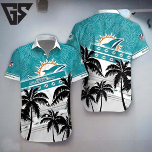 Miami Dolphins BluePalm Paradise Hawaiian Shirt Miami Dolphins BluePalm Paradise Hawaiian Shirt