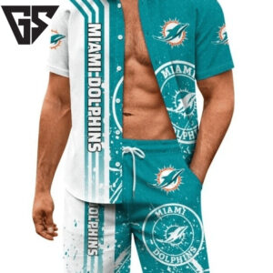 Miami Dolphins Bold Splash Hawaiian Shirt Miami Dolphins Bold Splash Hawaiian Shirt
