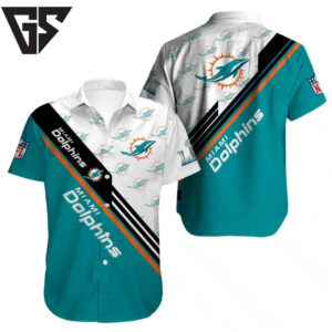 Miami Dolphins Championship Stripe Hawaiian Shirt Miami Dolphins Championship Stripe Hawaiian Shirt
