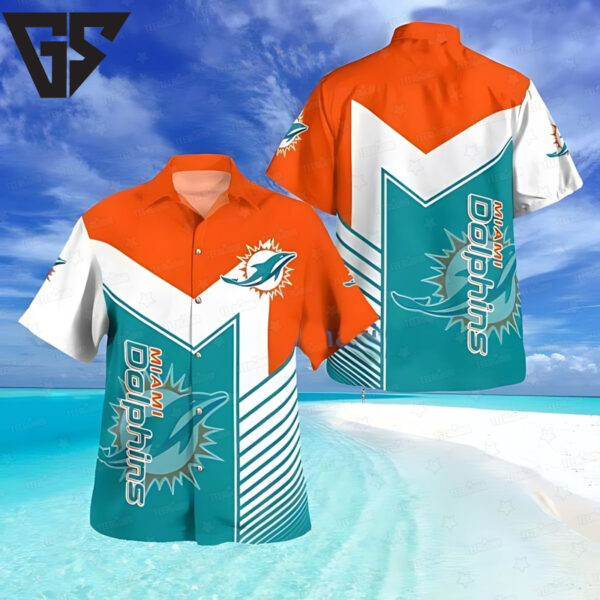Miami Dolphins Chevron Champion Hawaiian Shirt