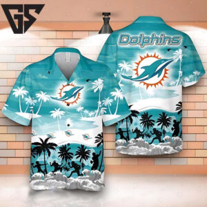 Miami Dolphins Coastal Breeze Hawaiian Shirt Miami Dolphins Coastal Breeze Hawaiian Shirt