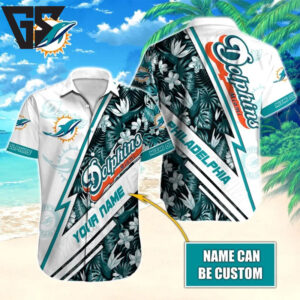 Miami Dolphins Custom Lightning Strike Hawaiian Shirt Miami Dolphins Custom Lightning Strike Hawaiian Shirt
