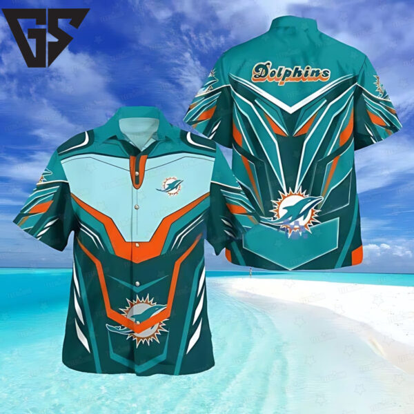 Miami Dolphins Cyber Shield Hawaiian Shirt