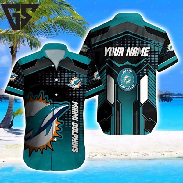 Miami Dolphins Cyber Wave Custom Hawaiian Shirt