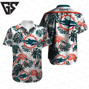 Miami Dolphins Flamingo Paradise Hawaiian Shirt Miami Dolphins Flamingo Paradise Hawaiian Shirt