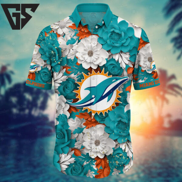 Miami Dolphins Floral Fiesta Hawaiian Shirt