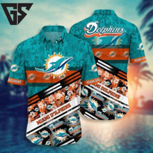 Miami Dolphins Floral Fusion Hawaiian Shirt Miami Dolphins Floral Fusion Hawaiian Shirt