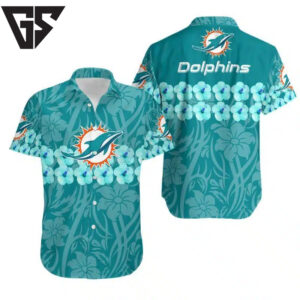 Miami Dolphins Flower and Logo Hawaiian Shirt Miami Dolphins Flower and Logo Hawaiian Shirt