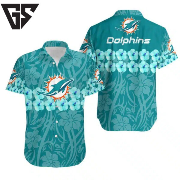 Miami Dolphins Flower and Logo Hawaiian Shirt