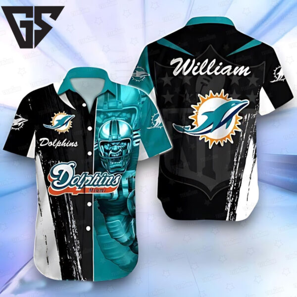 Miami Dolphins Gridiron Warrior Hawaiian Shirt