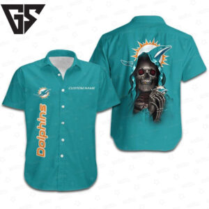 Miami Dolphins Grim Reaper Hawaiian Shirt Miami Dolphins Grim Reaper Hawaiian Shirt