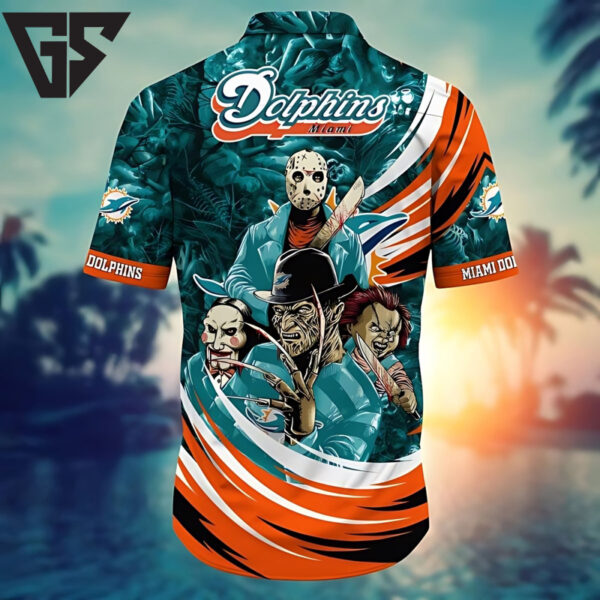 Miami Dolphins Halloween Aqua Orange Hawaiian Shirt