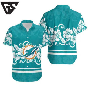 Miami Dolphins Hibiscus Flowers Hawaiian Shirt Miami Dolphins Hibiscus Flowers Hawaiian Shirt