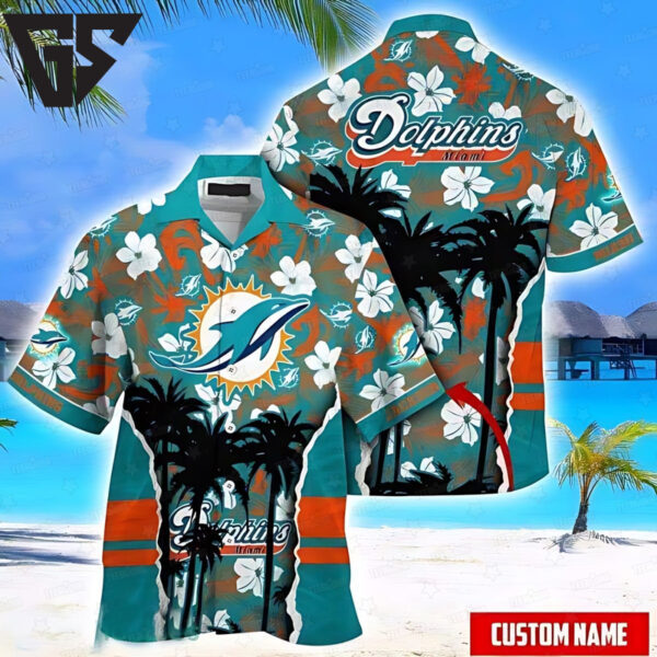 Miami Dolphins Hibiscus Sunset Hawaiian Shirt