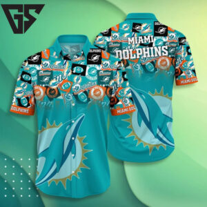 Miami Dolphins Iconic Collage Hawaiian Shirt Miami Dolphins Iconic Collage Hawaiian Shirt