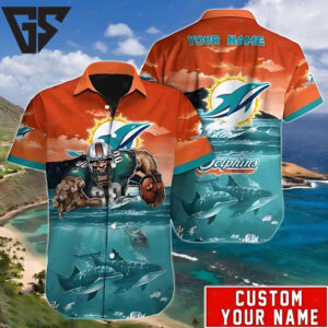 Miami Dolphins Ocean Warrior Hawaiian Shirt Miami Dolphins Ocean Warrior Hawaiian Shirt