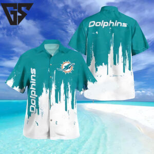 Miami Dolphins Oceanic Brush Hawaiian Shirt Miami Dolphins Oceanic Brush Hawaiian Shirt