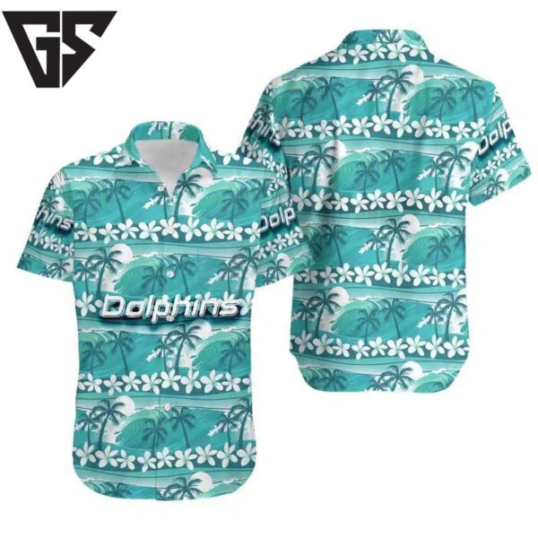 Miami Dolphins Palm Wave Hawaiian Shirt