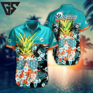 Miami Dolphins Pineapple Breeze Hawaiian Shirt Miami Dolphins Pineapple Breeze Hawaiian Shirt