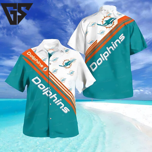 Miami Dolphins Retro Stripe Hawaiian Shirt