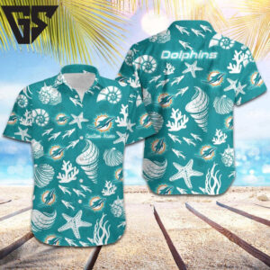 Miami Dolphins Seashell Paradise Hawaiian Shirt Miami Dolphins Seashell Paradise Hawaiian Shirt