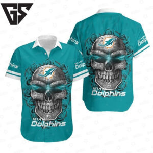 Miami Dolphins Skull Throne Hawaiian Shirt Miami Dolphins Skull Throne Hawaiian Shirt