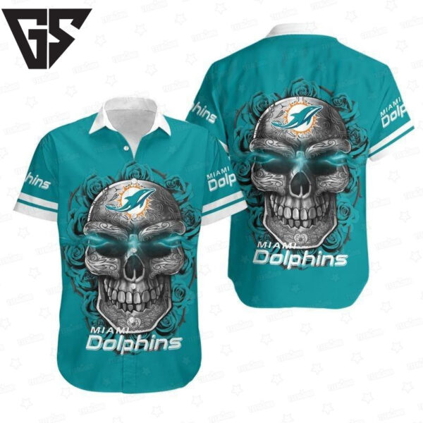 Miami Dolphins Skull Throne Hawaiian Shirt