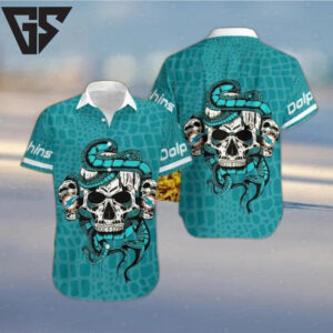 Miami Dolphins Snake And Skull Octopus Hawaiian Shirt Miami Dolphins Snake And Skull Octopus Hawaiian Shirt