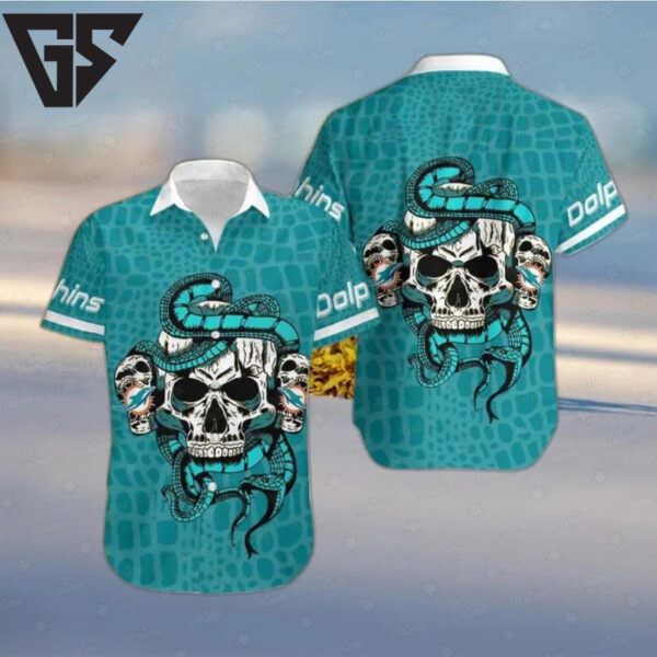 Miami Dolphins Snake And Skull Octopus Hawaiian Shirt
