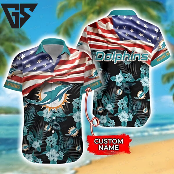Miami Dolphins Stars & Stripes Custom Hawaiian Shirt