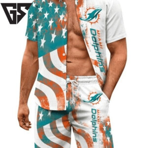 Miami Dolphins Stars & Stripes Pride Hawaiian Shirt Miami Dolphins Stars & Stripes Pride Hawaiian Shirt