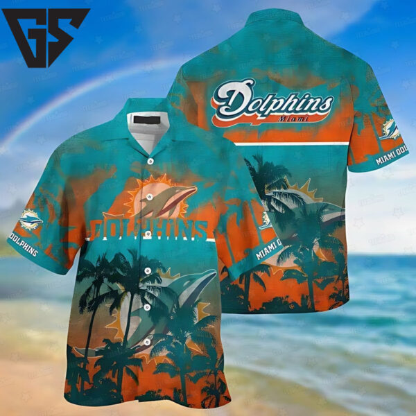 Miami Dolphins Sunset Palms Hawaiian Shirt