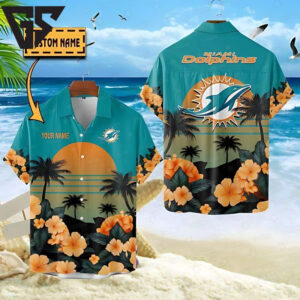 Miami Dolphins Sunset Paradise Hawaiian Shirt Miami Dolphins Sunset Paradise Hawaiian Shirt