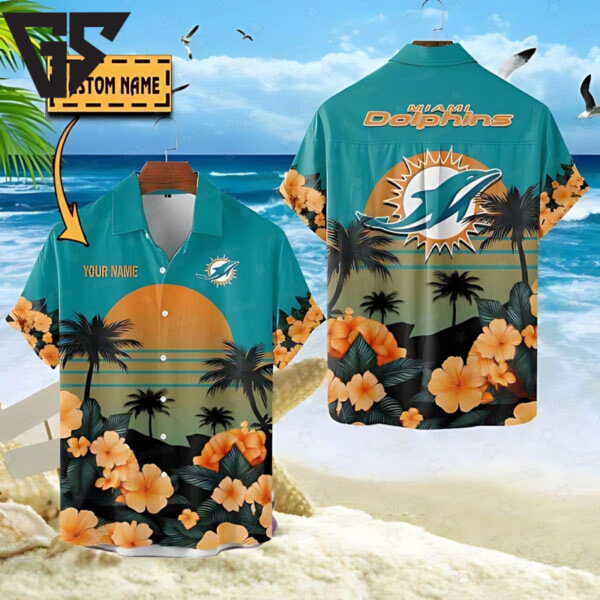 Miami Dolphins Sunset Tropical Vibes Hawaiian Shirt