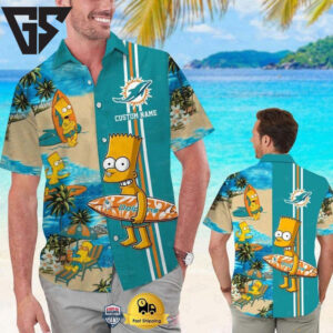 Miami Dolphins Surfin’ Bart Aloha Shirt Miami Dolphins Surfin’ Bart Aloha Shirt