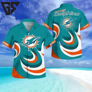 Miami Dolphins Swirl Power Hawaiian Shirt Miami Dolphins Swirl Power Hawaiian Shirt