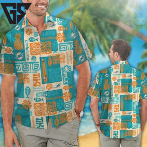 Miami Dolphins Tiki Vibes Hawaiian Shirt Miami Dolphins Tiki Vibes Hawaiian Shirt