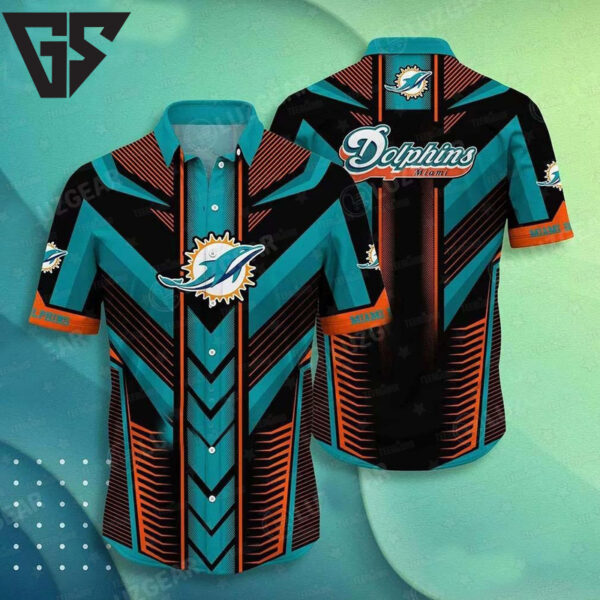 Miami Dolphins Tri-Wave Energy Hawaiian Shirt
