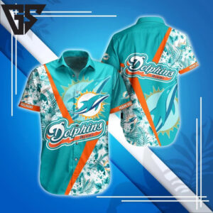 Miami Dolphins Tropical Burst Hawaiian Shirt Miami Dolphins Tropical Burst Hawaiian Shirt