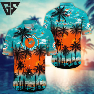 Miami Dolphins Tropical Horizon Hawaiian Shirt Miami Dolphins Tropical Horizon Hawaiian Shirt