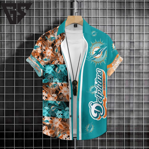 Miami Dolphins Tropical Mosaic Hawaiian Shirt