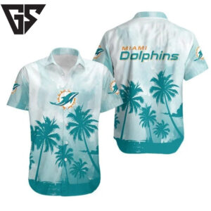 Miami Dolphins Tropical Oasis Hawaiian Shirt Miami Dolphins Tropical Oasis Hawaiian Shirt