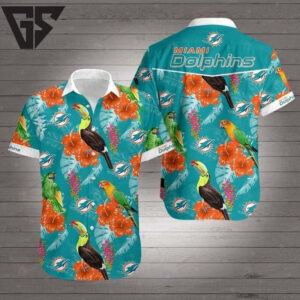 Miami Dolphins Tropical Parrot Hawaiian Shirt Miami Dolphins Tropical Parrot Hawaiian Shirt
