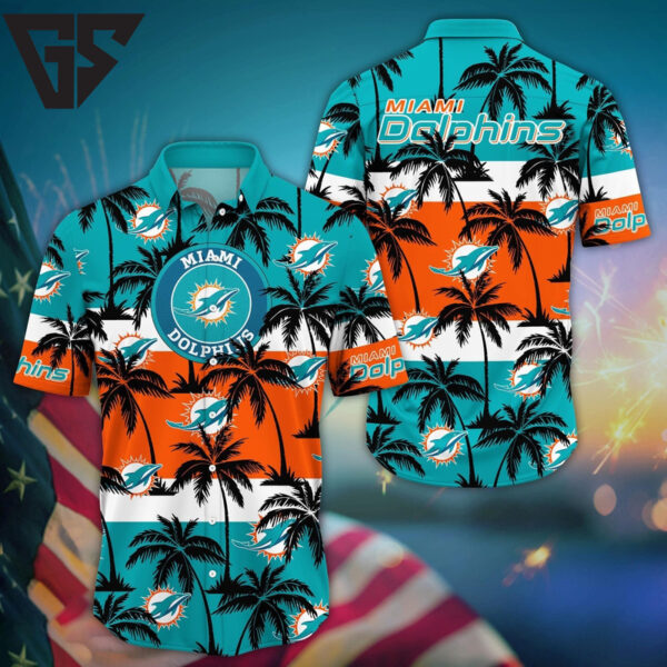 Miami Dolphins Tropical Skyline Hawaiian Shirt