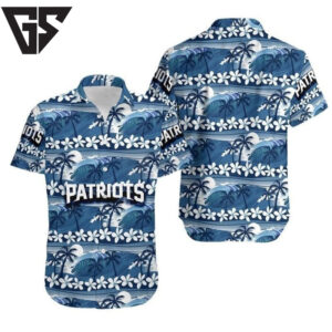 New England Patriots Sunset Palms Hawaiian Shirt New England Patriots Sunset Palms Hawaiian Shirt