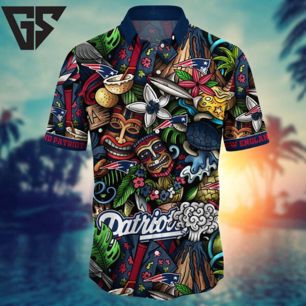 New England Patriots Tropic Waves Hawaiian Shirt