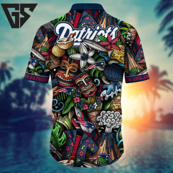 New England Patriots Tropic Waves Hawaiian Shirt
